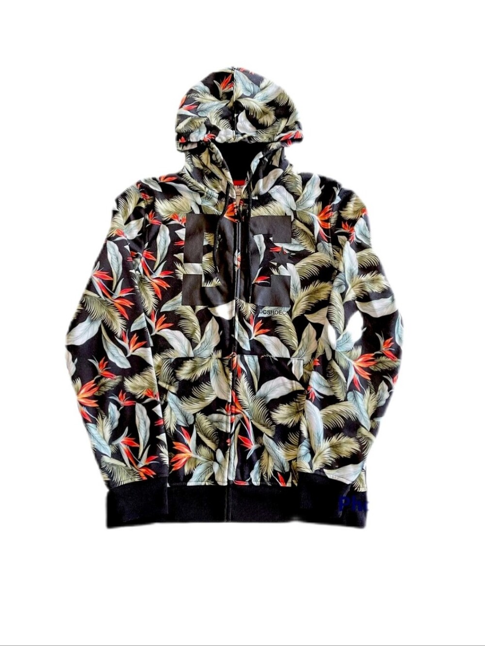 DC Shoes Men's Birds Of Paradise Tropical Print Sherpa Lined Hoodie Large